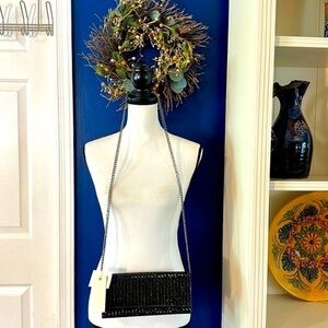 NWT Women’s Starlet Hollywood Black Sequin Clutch Crossbody - Removable Chain